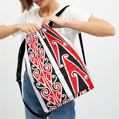 Maori Tribal Print Drawstring Backpack