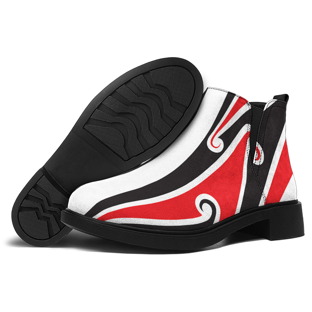 Maori Tribal Print Flat Ankle Boots