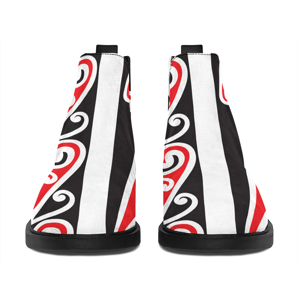 Maori Tribal Print Flat Ankle Boots