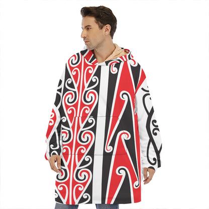 Maori Tribal Print Hoodie Blanket