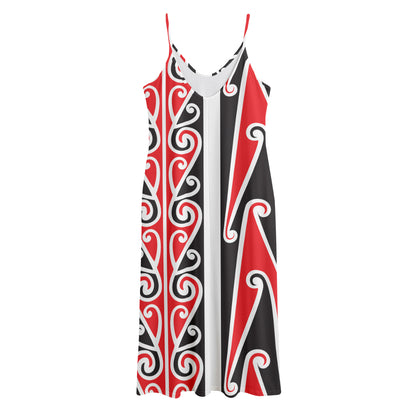 Maori Tribal Print Jersey Midi Cami Dress