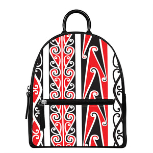 Maori Tribal Print Leather Backpack