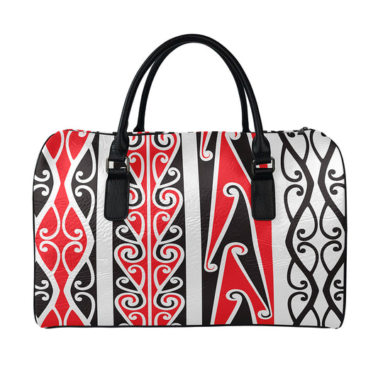 Maori Tribal Print Leather Duffle Bag