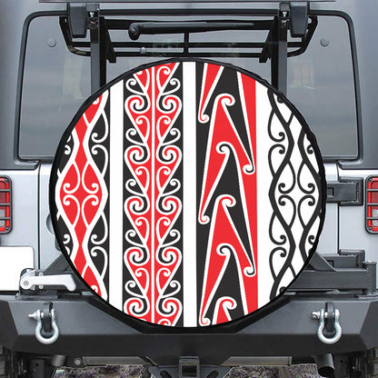 Maori Tribal Print Leather Spare Tire Cover