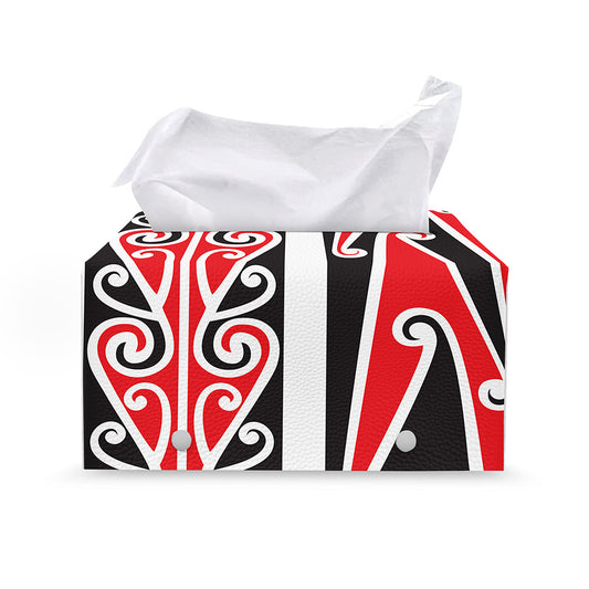 Maori Tribal Print Leather Tissue Box Cover