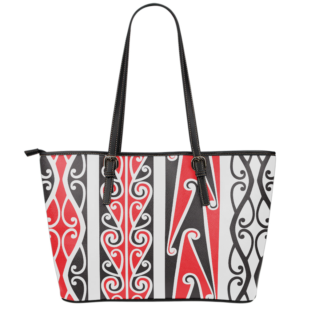 Maori Tribal Print Leather Tote Bag