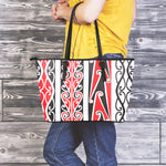 Maori Tribal Print Leather Tote Bag