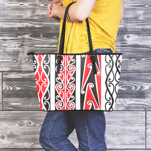 Maori Tribal Print Leather Tote Bag