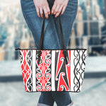 Maori Tribal Print Leather Tote Bag