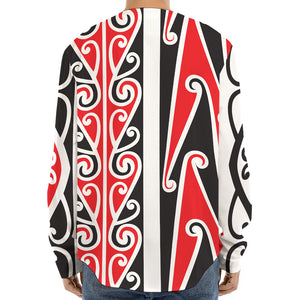 Maori Tribal Print Long Sleeve Baseball Jersey