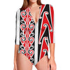 Maori Tribal Print Long Sleeve Swimsuit