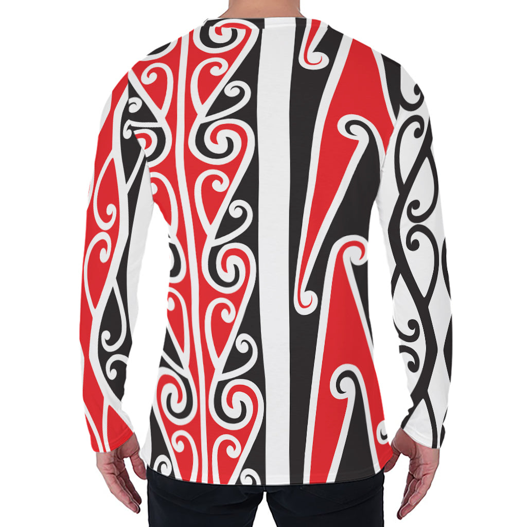 Maori Tribal Print Men's Long Sleeve T-Shirt