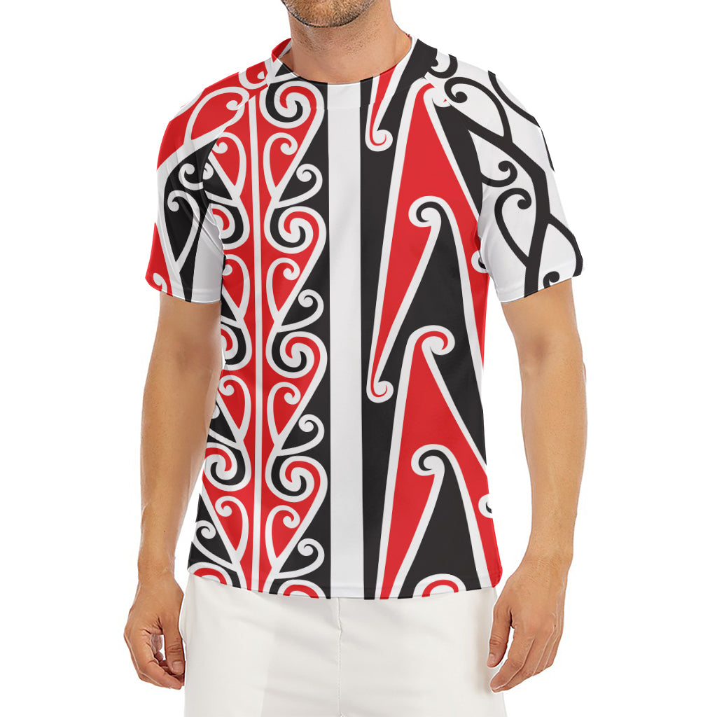 Maori Tribal Print Men's Short Sleeve Rash Guard