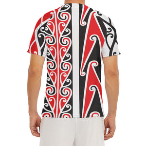 Maori Tribal Print Men's Short Sleeve Rash Guard