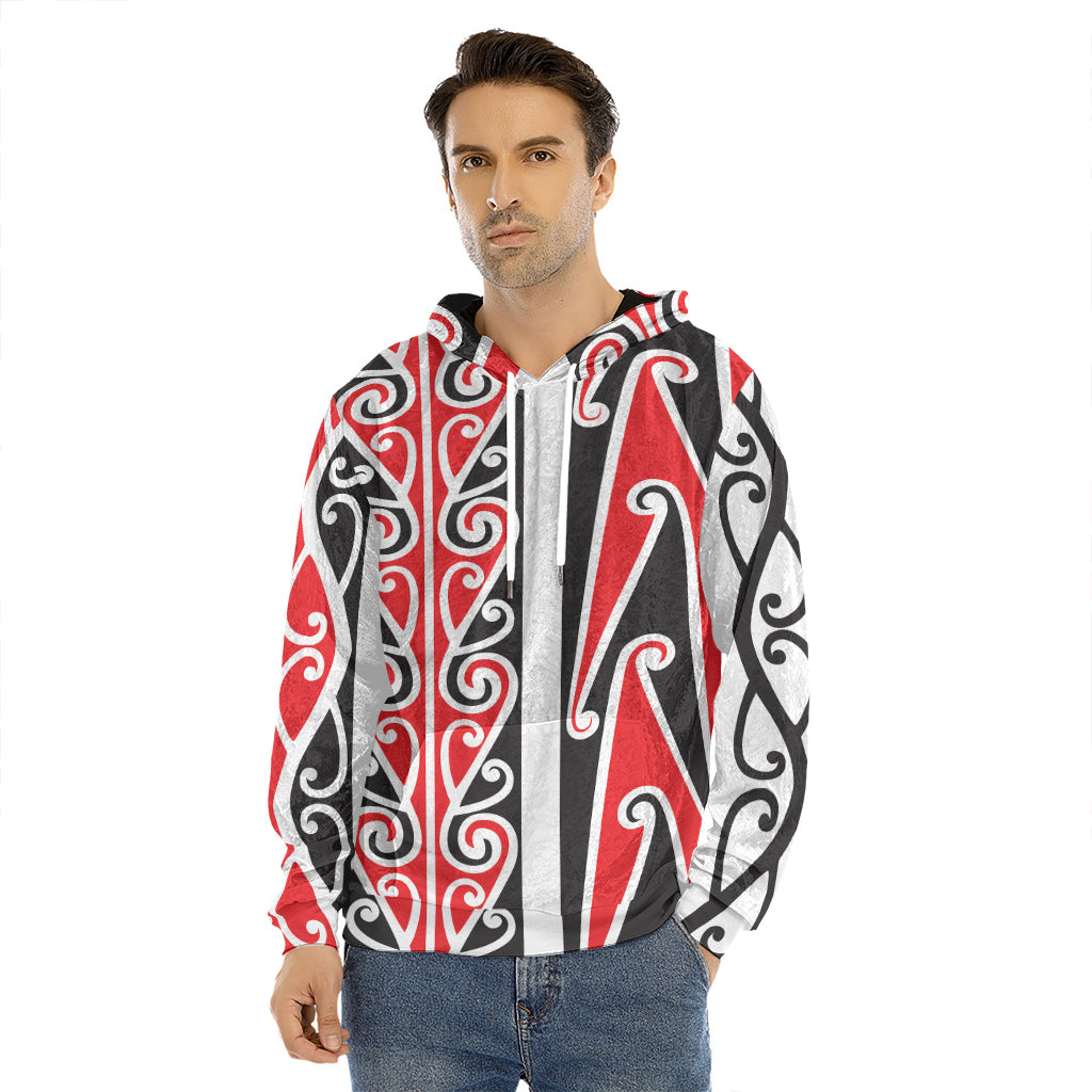 Maori Tribal Print Men's Velvet Pullover Hoodie