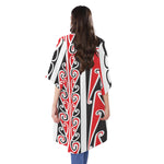 Maori Tribal Print Open Front Beach Cover Up