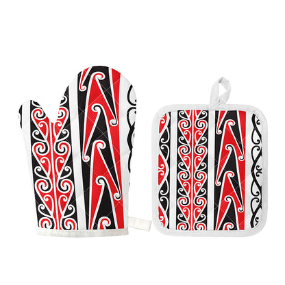 Maori Tribal Print Oven Mitt And Pot Holder Set