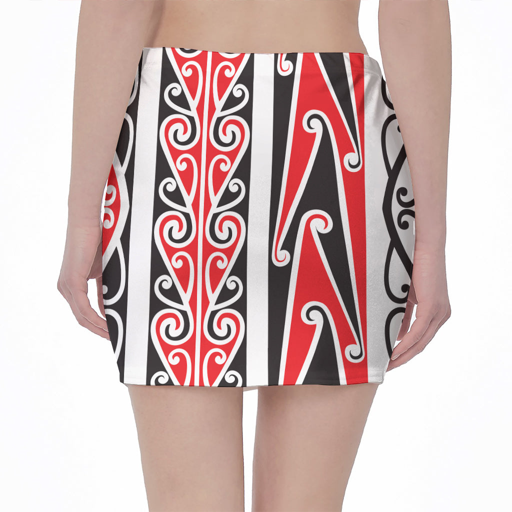 Maori Tribal Print Pencil Mini Skirt