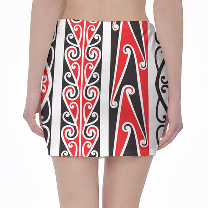 Maori Tribal Print Pencil Mini Skirt