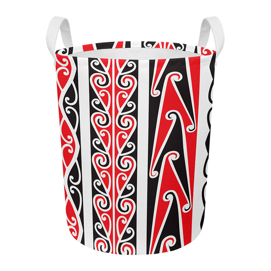 Maori Tribal Print Round Laundry Basket