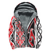 Maori Tribal Print Sherpa Lined Zip Up Hoodie