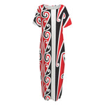 Maori Tribal Print Short Sleeve Long Nightdress