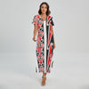 Maori Tribal Print Short Sleeve Maxi Dress