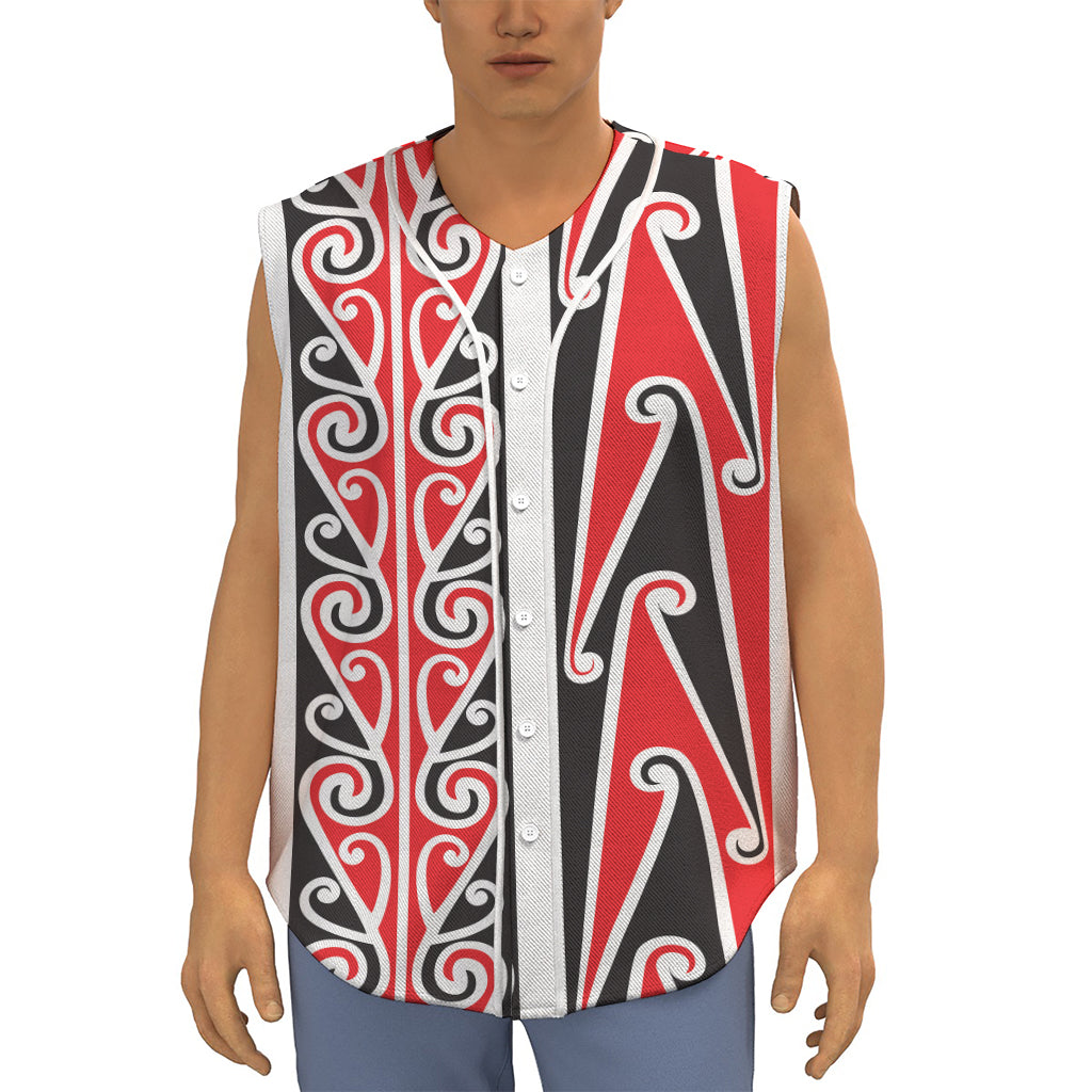 Maori Tribal Print Sleeveless Baseball Jersey