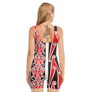 Maori Tribal Print Sleeveless One Piece Swimsuit