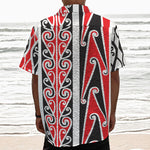 Maori Tribal Print Textured Short Sleeve Shirt