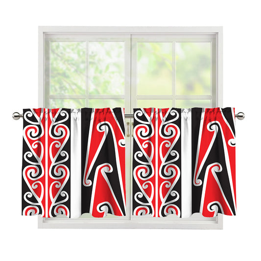 Maori Tribal Print Tier Curtains