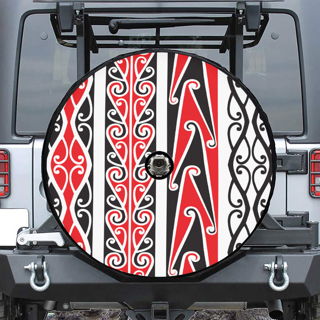 Maori Tribal Print Tire Cover With Camera Hole