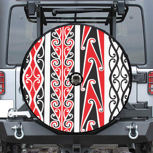 Maori Tribal Print Tire Cover With Camera Hole