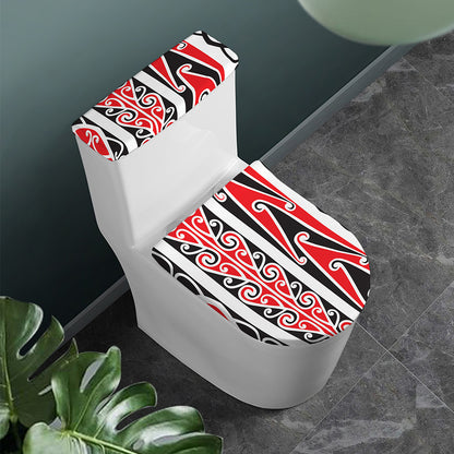 Maori Tribal Print Toilet Lid And Tank Cover Set