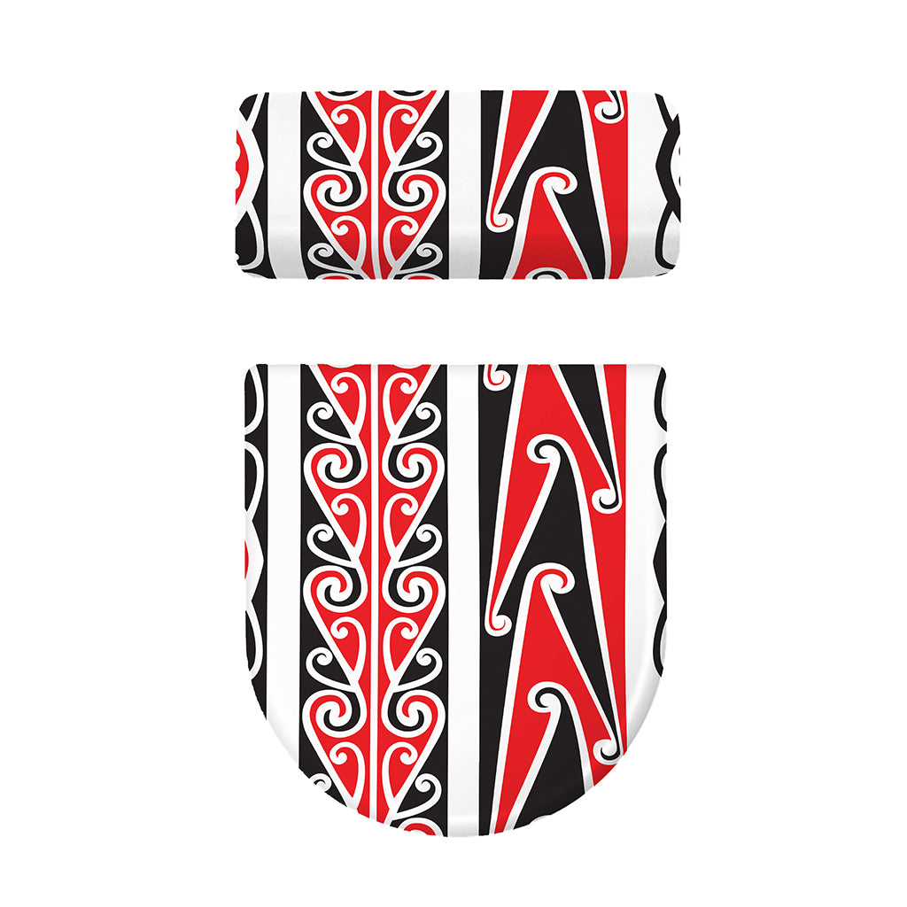 Maori Tribal Print Toilet Lid And Tank Cover Set
