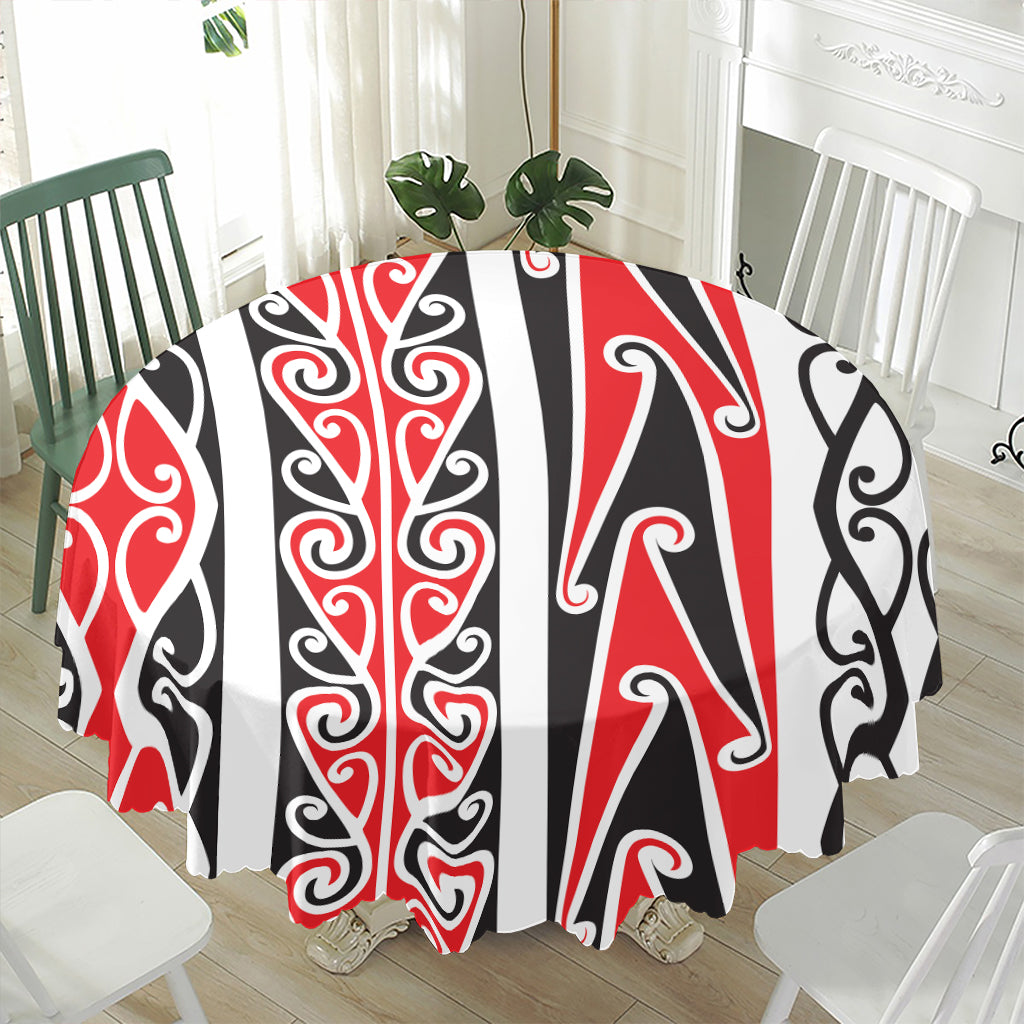 Maori Tribal Print Waterproof Round Tablecloth