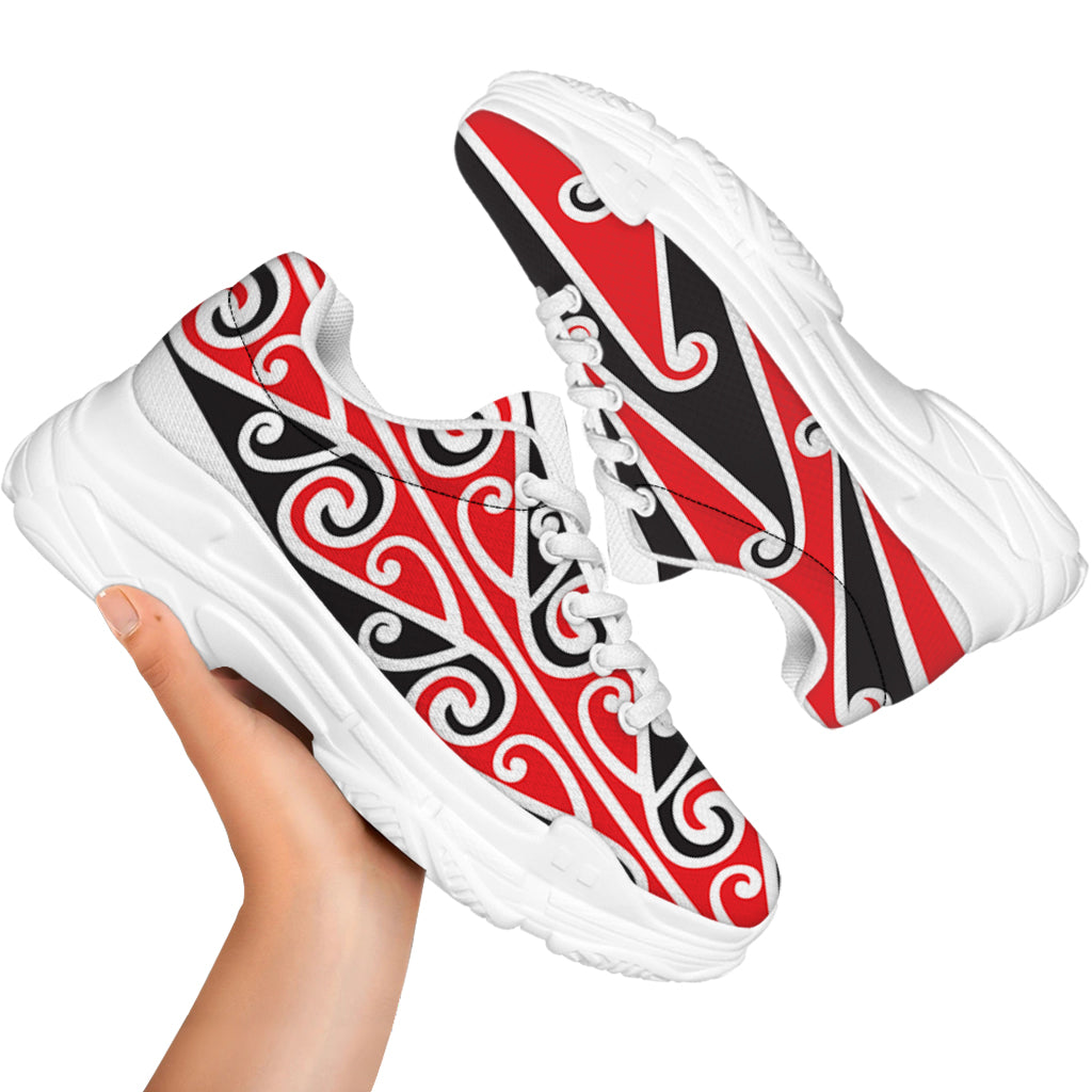 Maori Tribal Print White Chunky Shoes