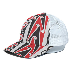 Maori Tribal Print White Mesh Trucker Cap