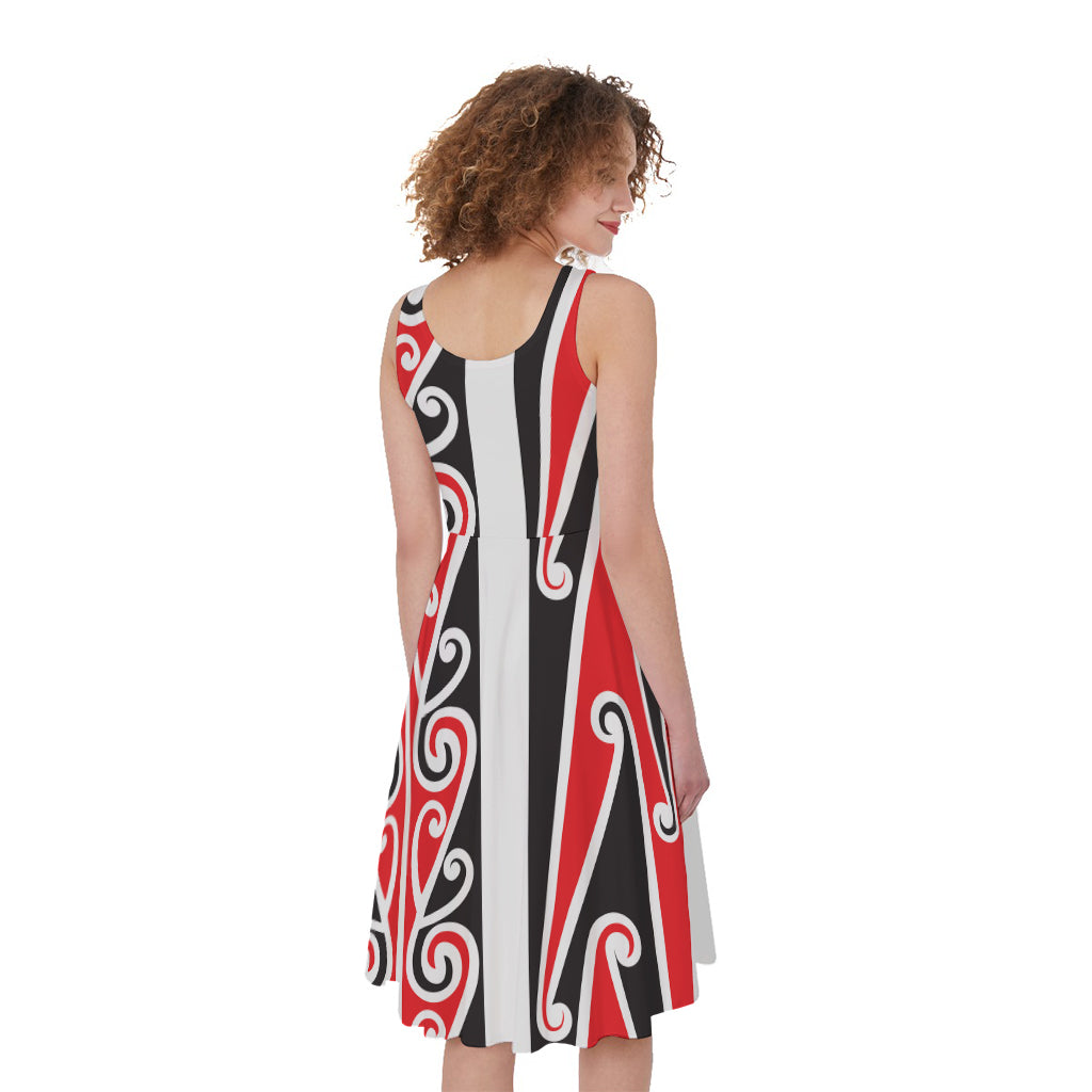 Maori Tribal Print Women's Sleeveless Dress