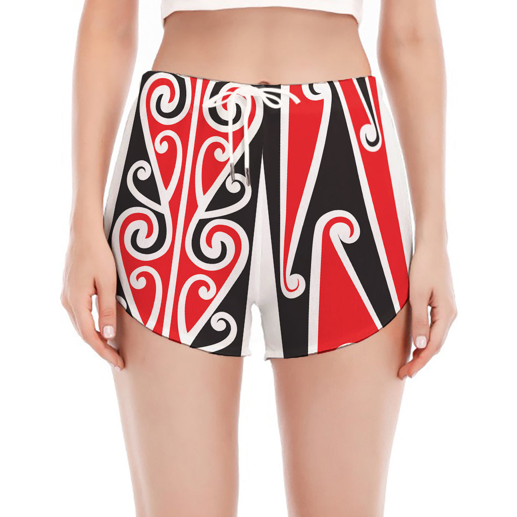 Maori Tribal Print Women's Split Running Shorts