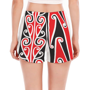 Maori Tribal Print Women's Split Running Shorts