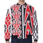 Maori Tribal Print Zip Sleeve Bomber Jacket