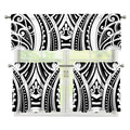 Maori Tribal Tattoo Pattern Print 3 Piece Kitchen Curtains