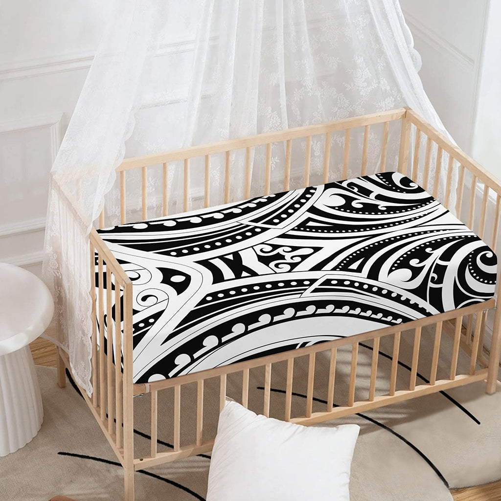 Maori Tribal Tattoo Pattern Print Baby Crib Sheet