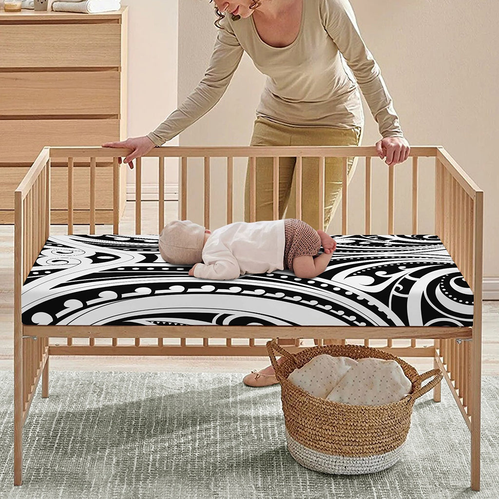 Maori Tribal Tattoo Pattern Print Baby Crib Sheet
