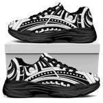 Maori Tribal Tattoo Pattern Print Black Chunky Shoes