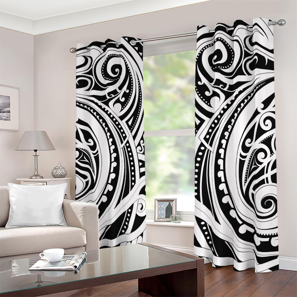 Maori Tribal Tattoo Pattern Print Blackout Grommet Curtains