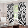 Maori Tribal Tattoo Pattern Print Dimout Grommet Curtains