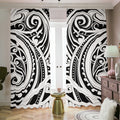 Maori Tribal Tattoo Pattern Print Dimout Pencil Pleat Curtains