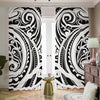 Maori Tribal Tattoo Pattern Print Blackout Pencil Pleat Curtains